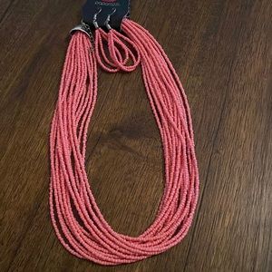 Coral seed beads necklace and earrings set never been worn